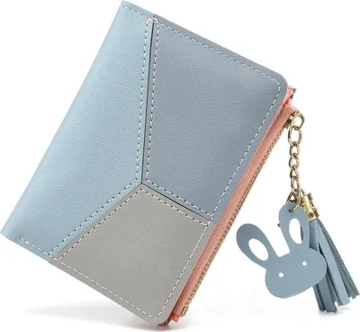 Image de CHAOFANXI Porte-monnaie femme en cuirPolyuréthanebleu avec fermeture éclair
