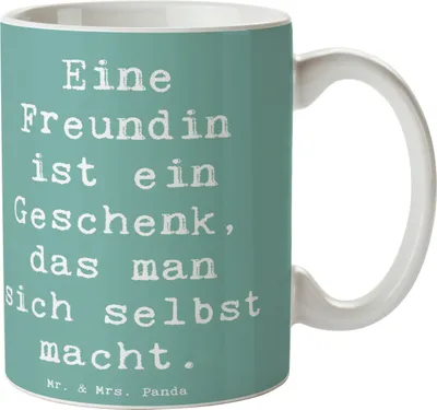 Produktbild von Mr. & Mrs. Panda Trinkbecher Spruch Geschenk Freundin - Meeresbrise - Lächeln, Tasse, wertvoll, kaffeebecher bedruckt, Wertschätzung, Freundschaft, kaffeetasse, Becher