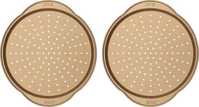 Produktbild von Famanu Pizzapfannen Set 2 Stück Antihaftbeschichtung 37 cm - Schwarz