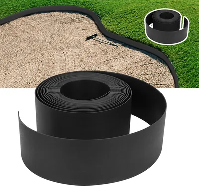 Produktbild von EINFEBEN Rasenkanten (Hoehe 12,5 cm Laenge 10 m, Schwarz) Beeteinfassung Rund Beetumrandung Einfache Montage fuer Kurven Blumenbeet Umrandung unsichtbar Rasen aus stabilem Plastik Maehkante