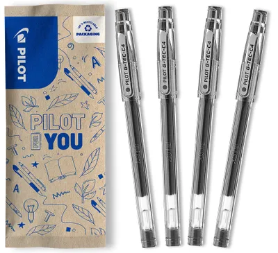 Produktbild von PILOT G-Tec C4, Gelschreiber, Schwarz, 4 Stück (1er Pack)