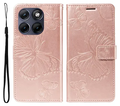 Produktbild von Motorola Edge 70 Fusion Hülle - Coverup Schmetterlinge Klapphülle - Roségold