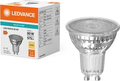 Immagine prodotto di LEDVANCE LED PAR16 6,9W 830 GU10 faretto, faretto 575lm 3000K bianco caldo come 80W 4099854054938