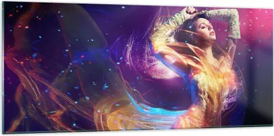 Produktbild von Bilder auf glas - Schönheit Disco Mode Make-up - 120x50cm - Glasbilder - Wandbilder - Kunstdruck - zum Aufhängen bereit - Wanddekoration aus Glas - Glas Bilder - Wandbild auf Glas - GAB120x50-2143