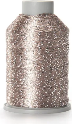 Produktbild von YarnArt Camellia New 429 – Polyester-Garn, Dunkelbeige + Silber, für glänzende Kreationen