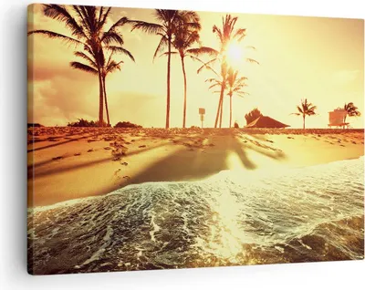 Produktbild von Bild auf Leinwand - Leinwandbild - Strand Meer Palme - 70x50cm - Wand Bild - Wanddeko - Wandbilder - Leinwanddruck - Bilder - Kunstdruck - Wanddekoration - Leinwand bilder - Wandkunst - AA70x50-3609