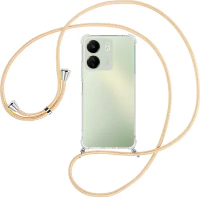 Produktbild von Handykette Backcover-Schutzhülle mit Band (Metall silberfarben) für Xiaomi Redmi 13C (6.71'') - Goldkordel
