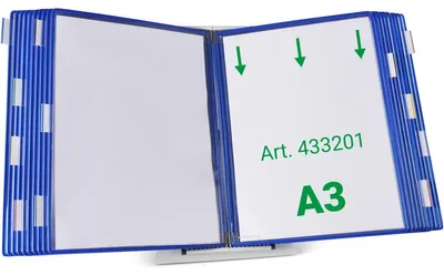Produktbild von Wandsichttafelsystem Pult A3 grau Metall mit 20 Sichttafeln A3 blau