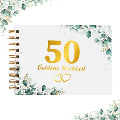 Gästebuch Goldene Hochzeit 20x14 cm 60 Seiten Eukalyptus