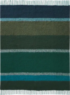 Produktbild von Biederlack Plaid mit Fransen  Mohair Look Farbe  Emerald Größe 130 x 190