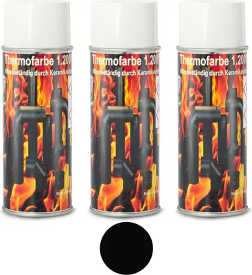 Immagine prodotto di Vernice per forno 1200 °C vernice speciale per forno vernice termica nero opaco spray 3x400ml