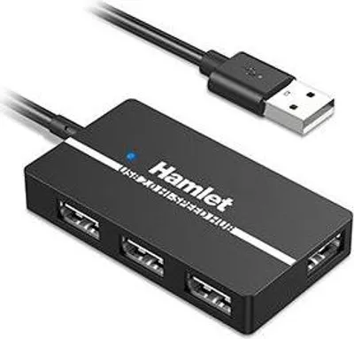 Zdjęcie produktu dla Hamlet XHUB-04U2 Koncentrator interfejsów USB 2.0 Typ-A 480 Mbit/s Czarny