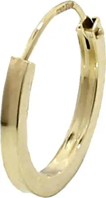 Produktbild von 2x Einzel 585 Gelb Gold Creole Ohrring Ohrschmuck Flach Goldohrring 14mm 1844
