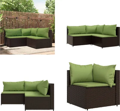 Image de vidaXL 3 pcs. Garden Lounge Set with Coussins Braun Poly Rattan - Garden Lounge Set - Garden Lounge Sets - Outdoor Lounge Set - Lounge Set Terrasse