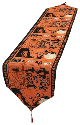 Produktbild von Tischläufer aus Baumwolle und Leinen für Halloween-Dekorationen, Heimdekoration, 33 x 180 cm