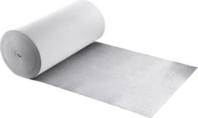 Immagine prodotto di Pellicola isolante SucceBuy con anima in schiuma EPE, spessore 3 mm, 122 cm x 76,2 m, pellicola in alluminio e PE, isolamento termico riflettente per porte di garage, finestre e tetti di camper