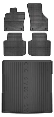 Produktbild von Gummimatten + Kofferraumwanne für Skoda Superb III 2015-2020 (Kombi, unterer Ladeboden) – Schwarz, passgenau – Wielganizator SolidPRO