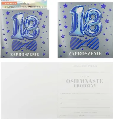 Zdjęcie produktu dla Kukartka - Zaproszenia Na 18 Urodziny - Eleganckie, 5 Sztuk