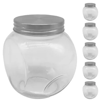 Snoeppotten 6er-Set 480 ml Edelstahldeckel transparent/silber