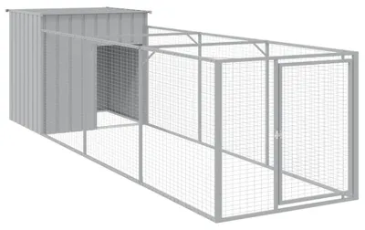 Immagine prodotto di vidaXL Cuccia per cani con corridoio Grigio chiaro 110x405x110 cm Acciaio zincato