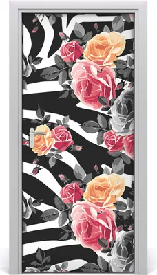 Produktbild von Tulup Türaufkleber 95x205 cm Dekorative Aufkleber Selbstklebend Wasserdichte Tapete Abnehmbar Schlafzimmer Wohnzimmer Wohnkultur - Rose Zebra