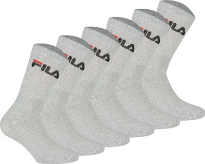 Produktbild von FILA Unisex Socken, 6er Pack - Crew Socks, Frottee, Tennis, Sport (2x 3 Paar) Grau 43-46