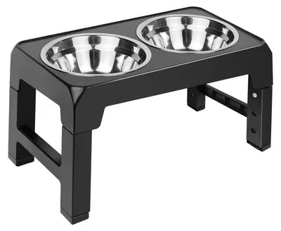 Image de Support surélevé pour gamelle de chien, hauteur réglable, design antidérapant, couleur noire