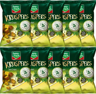 Produktbild von funny frisch Kruspers Sour Cream Style lecker gewürzt vegetarisch 10er Pack (10x120g Tüte)