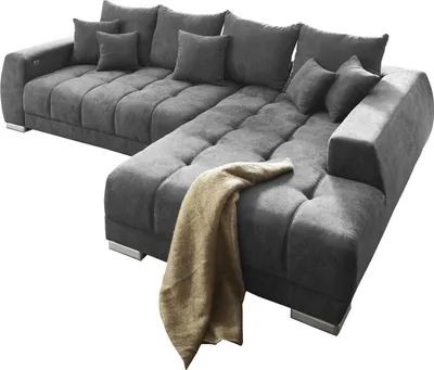Produktbild von Ecksofa - 300 x 225 cm - Dunkelgrau - Webstoff - elektr. Sitztiefenverstellung