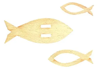 Holzfische 50-tlg. mit Aussparung, 2 Größen, Linthalter, 2-4 cm