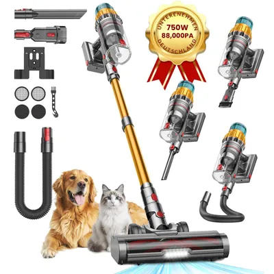 Produktbild von 88000Pa Akkustaubsauger 750W/80Min/1M Schlauch Staubsauger Kabellos 2,6L Staubbehälter, 50dB leise/11-Stufen-Filter/OLED Display,Ideal für Böden/Teppi