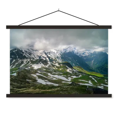 Produktbild von MuchoWow® Textilposter Panoramablick von der Großglockner Hochalpenstraße in Österreich 60x40 cm mit schwarzem Rahmen - Hölzernes