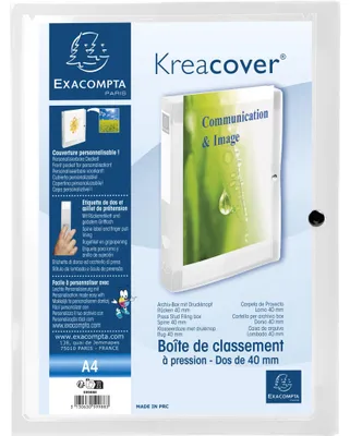 Produktbild von Exacompta 5x Archivbox + Knopf PP 700µ, Rücken 40mm, A4, Transparent, 59988E