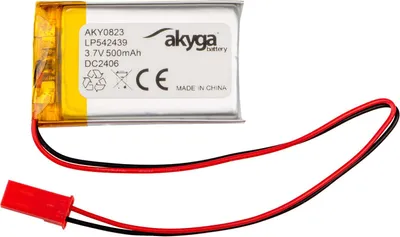 Produktbild von Li-Po Akku LP542439 Akyga AKY0823 3.7V / 500mAh PCM JST 2-Pin Stecker 150mm