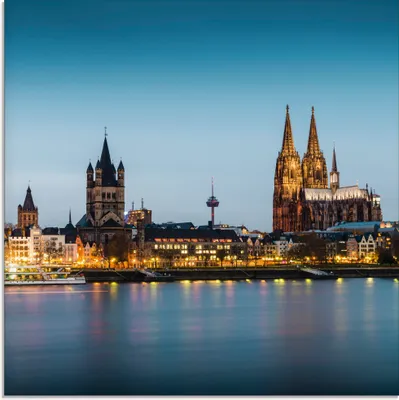 Produktbild von ARTland Glasbild Köln Rheinpromenade Größe: 30x30 cm