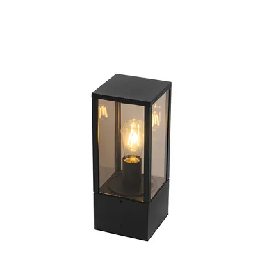 Zdjęcie produktu dla Lampa stojąca zewnętrzna czarna z dymionym szkłem 40 cm IP44 - Charlois