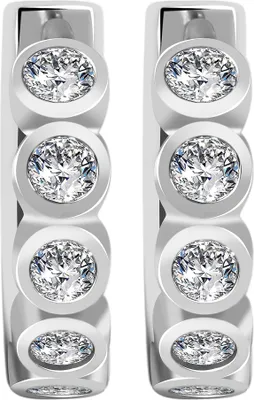 Produktbild von 925/- Echt Silber Klapp-Creolen "Avaline" mit Zirkoniabesatz, 925/rhodiniert