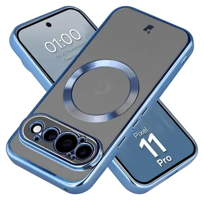 Produktbild von Handyhülle mit Magnetring für Google Pixel 11 Pro, Bizon Case EduardO, Transparent-Blau