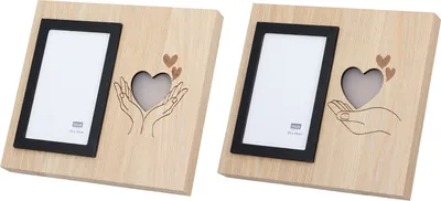 Produktbild von Gilde Fotorahmen (LED), rechteckig, "Herzchen", Herzmotiv, MDF, braun, VE 4, 2fach sortiert, L. 3 cm, B. 25 cm, H. 22 cm