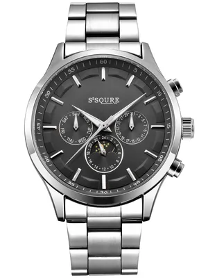 Produktbild von Alienwork Herren Damen mechanische Automatik-Uhr silber mit Edelstahl Metallarmband Kalender schwarz