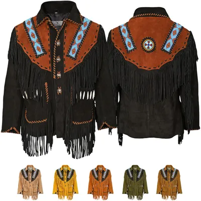 Produktbild von Herren Westernjacke Western Reitjacke Lederjacke Trachtenjacke, Größe:50/M, Farbe:Schwarz