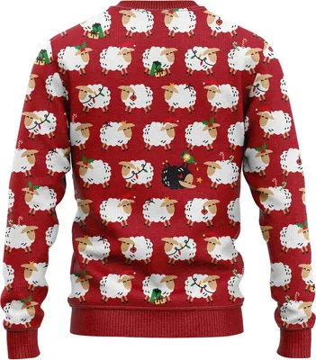 Zdjęcie produktu dla JAP Christmas Brzydki sweter świąteczny Czarna owca - 100% z recyklingu - Uni  damski i męski - Czerwony - Rozmiar XXXL