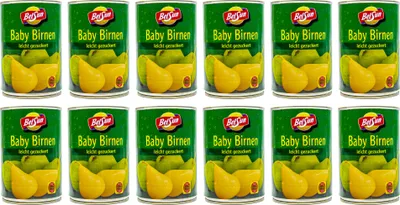 Produktbild von Food-United Ganze Baby Birnen leicht gezuckert 12 Dosen ATG 200g geschält