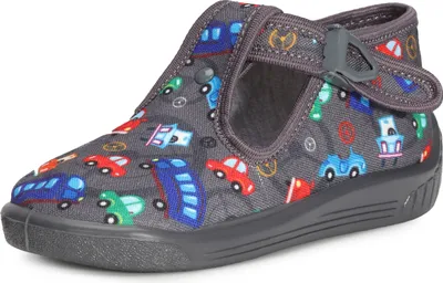 Produktbild von Ladeheid Kinder Hausschuhe LARW001 (Dunkelgrau Autos, 18 EU)