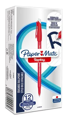 Obrázek produktu pro Papermate Replay, Spona, Kuličkové pero, Červená, 12 kusů, Střední