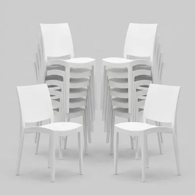 Produktbild von 24er Set Trieste Grand Soleil Polypropylen Stühle für Restaurant - Weiß