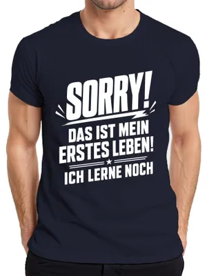 Productafbeelding van Het spijt me, dit is mijn eerste leven. Statement T-shirt, sarcastisch, voor heren, marineblauw, maat XXL