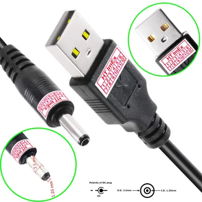 Produktbild von 80cm Stromkabel USB Kabel auf DC Hohlstecker Stecker Ladekabel 3,5 mm x 1,35 mm