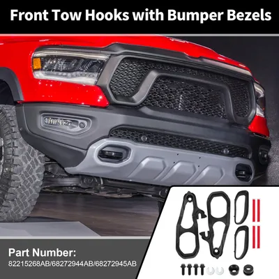 Produktbild von Front Tow Hooks Links Und Rechts Für Dodge Für Ram 1500 DT 2019-2024 Nr.82215268AB/68272945AB/68272944AB Abschlepphaken Mit Sto?stangenverkleidungssatz