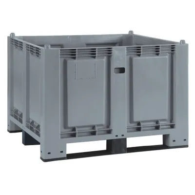 Produktbild von Palettenbox mit 3 Kufen, LxBxH 1200x800x850 mm, Boden/Wände geschlossen, grau